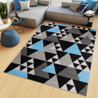 Vloerkleed Maya Grijs Blauw Geometrisch Driehoek