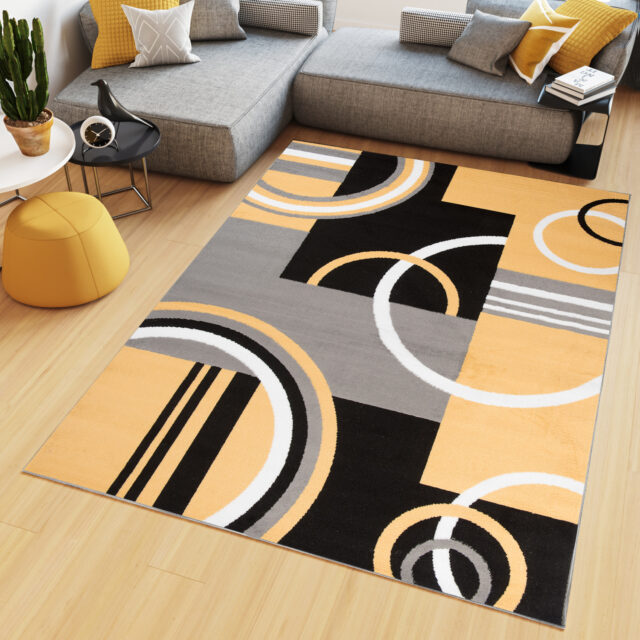 Vloerkleed Maya Grijs Geel Geometrisch Cirkels