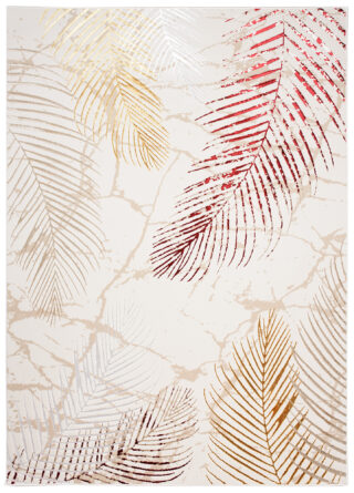 Vloerkleed Golden Creme Goudkleur Rood Bladeren
