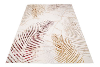 Vloerkleed Golden Creme Goudkleur Rood Bladeren