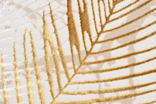 Vloerkleed Golden Creme Goudkleur Rood Bladeren