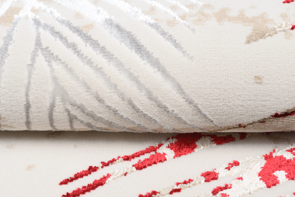 Vloerkleed Golden Creme Goudkleur Rood Bladeren