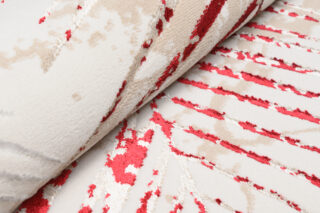 Vloerkleed Golden Creme Goudkleur Rood Bladeren
