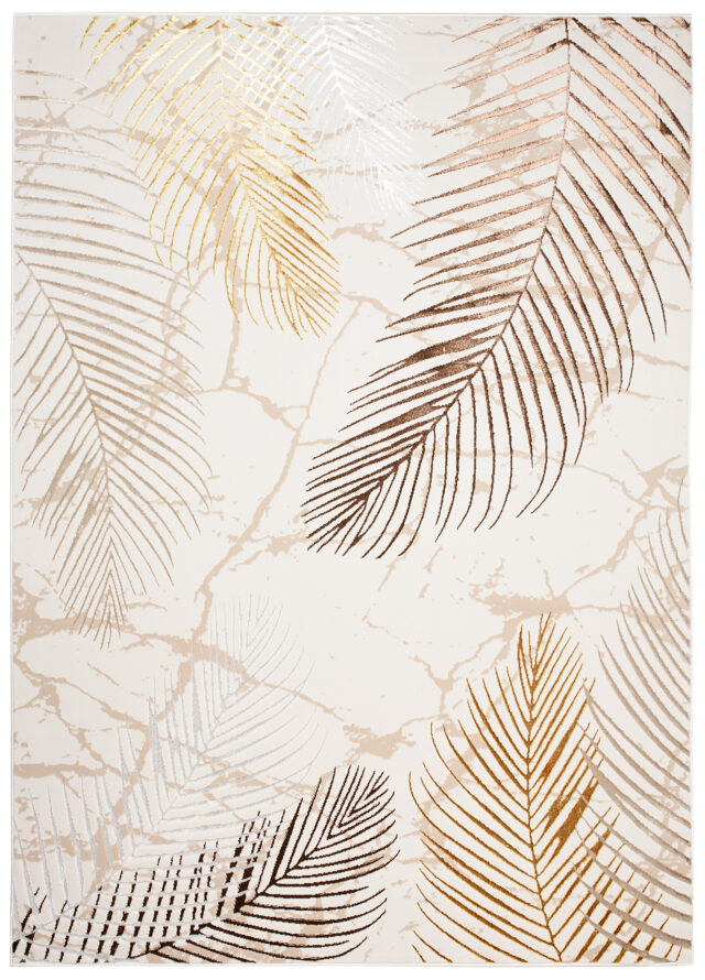 Vloerkleed Golden Creme Goudkleur Bruin Bladeren