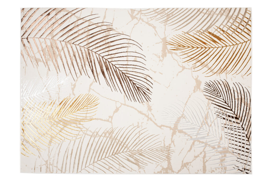 Vloerkleed Golden Creme Goudkleur Bruin Bladeren