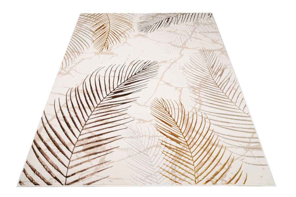 Vloerkleed Golden Creme Goudkleur Bruin Bladeren