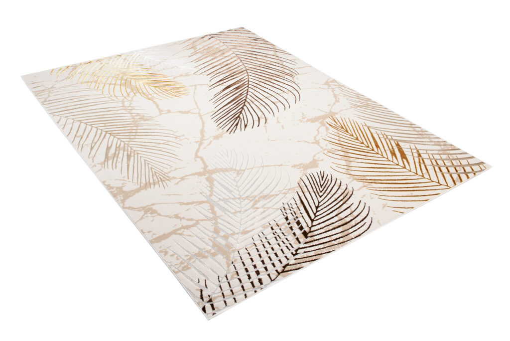 Vloerkleed Golden Creme Goudkleur Bruin Bladeren