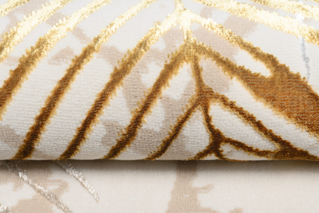 Vloerkleed Golden Creme Goudkleur Bruin Bladeren