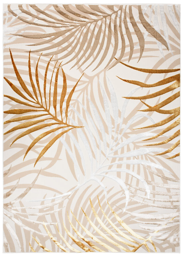 Vloerkleed Golden Creme Goudkleur Beige Bladeren