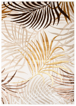 Vloerkleed Golden Creme Bruin Goudkleur Bladeren