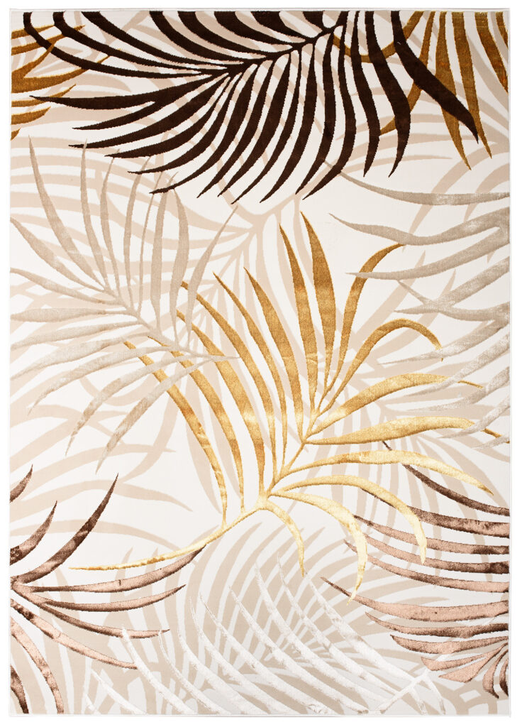 Vloerkleed Golden Creme Bruin Goudkleur Bladeren
