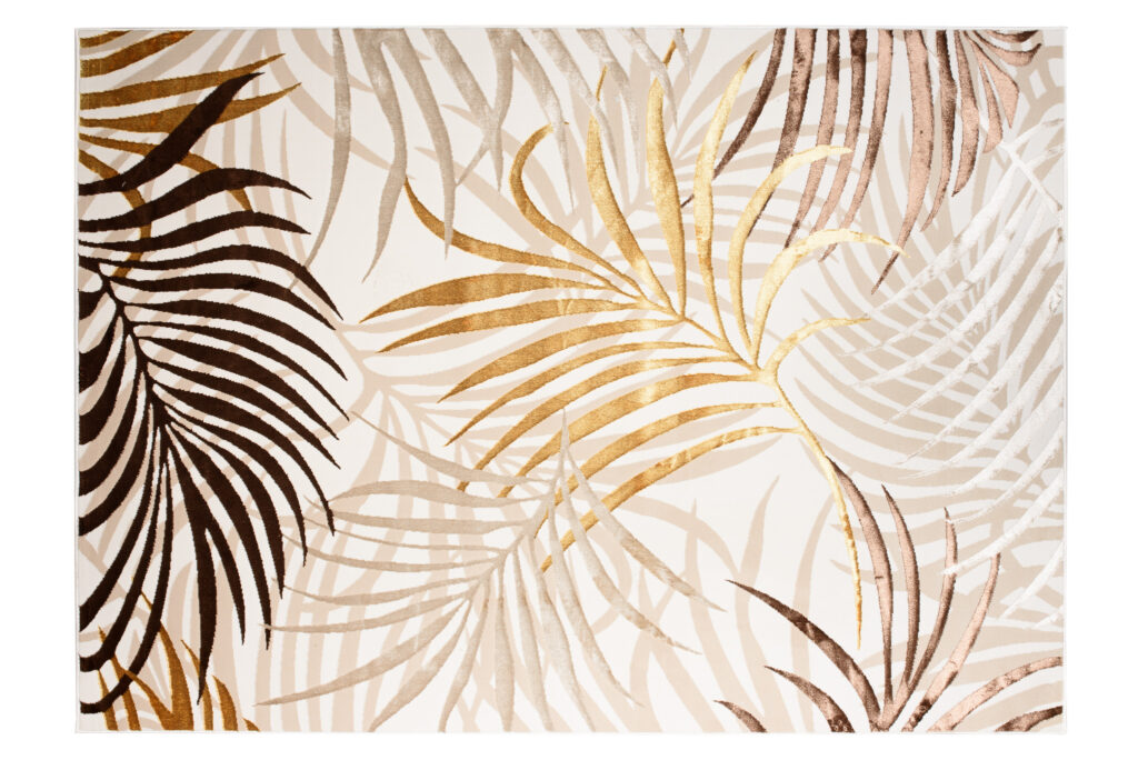 Vloerkleed Golden Creme Bruin Goudkleur Bladeren