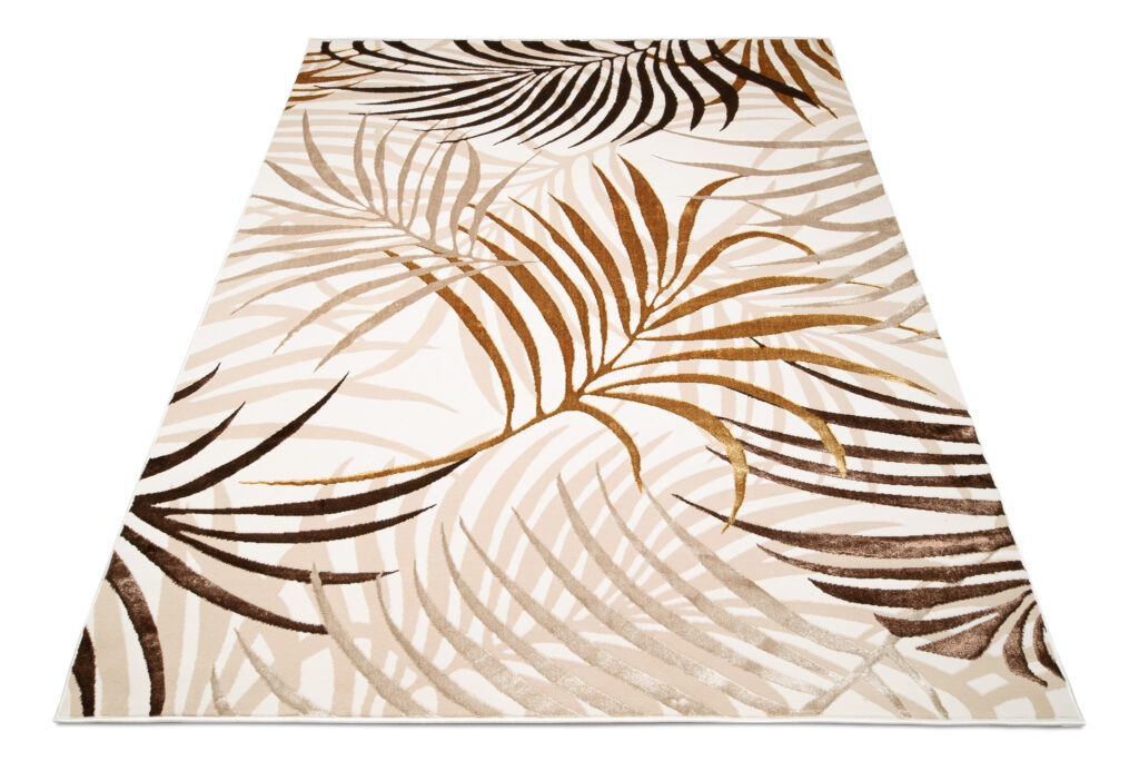 Vloerkleed Golden Creme Bruin Goudkleur Bladeren