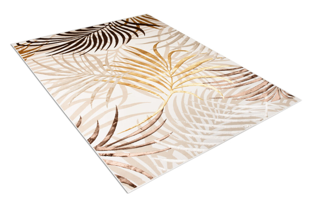 Vloerkleed Golden Creme Bruin Goudkleur Bladeren