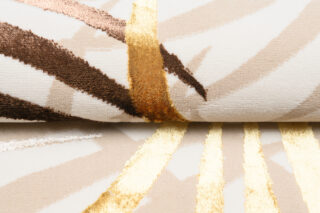 Vloerkleed Golden Creme Bruin Goudkleur Bladeren