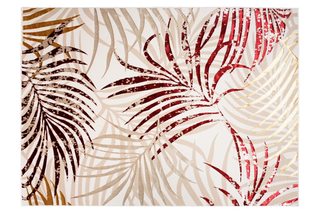 Vloerkleed Golden Creme Beige Rood Bladeren