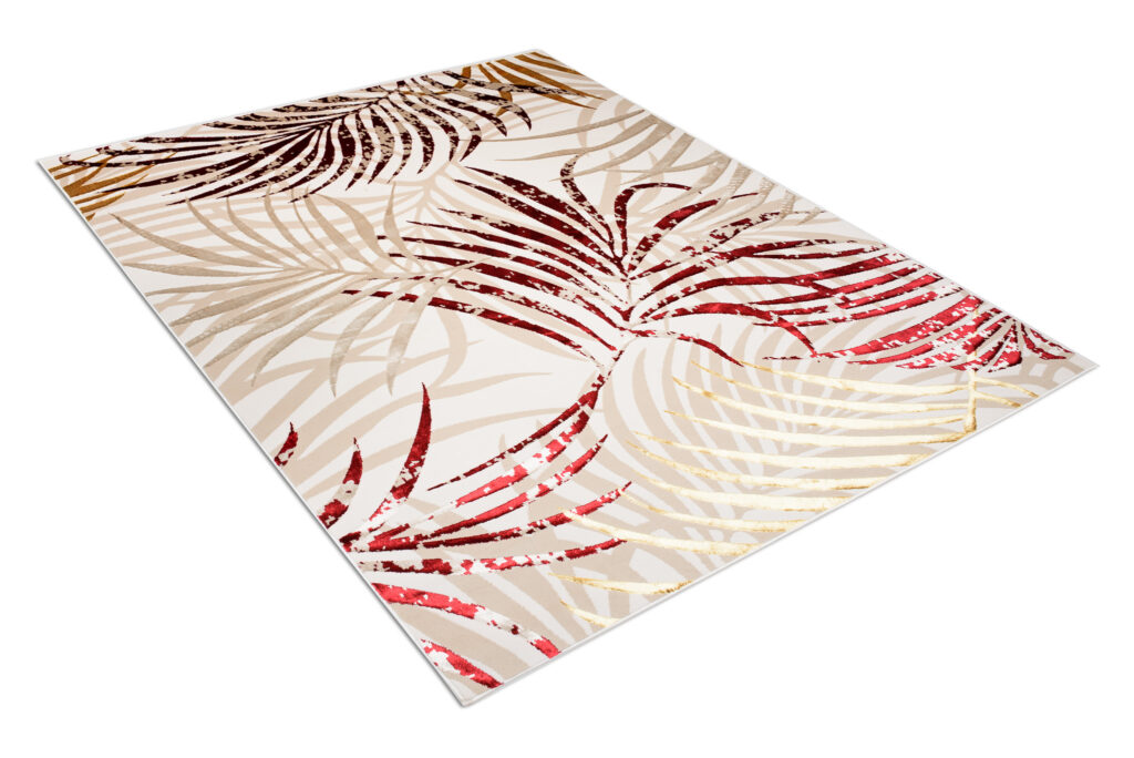 Vloerkleed Golden Creme Beige Rood Bladeren