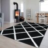 Vloerkleed Luxury Zwart Wit Geometrisch Geruit
