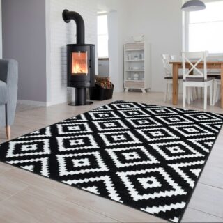 Vloerkleed Luxury Zwart Wit Geometrisch Diamant