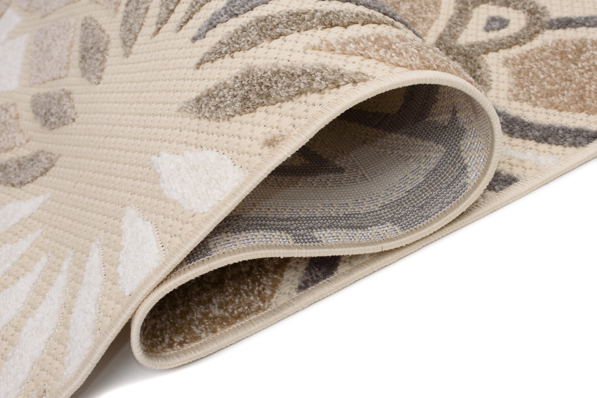 Vloerkleed Buitenkleed Patio Creme Grijs Bloemen