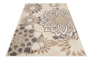 Vloerkleed Buitenkleed Patio Creme Grijs Bloemen