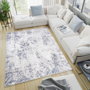 Vloerkleed Sky Blauw Creme Vintage Diamanten