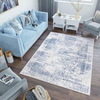 Vloerkleed Sky Blauw Creme Gewreven Vintage