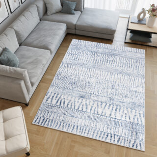 Vloerkleed Sky Blauw Creme Ethno Stroken