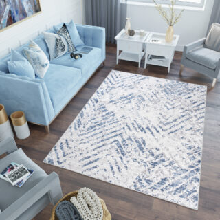 Vloerkleed Sky Blauw Creme Modern Zigzag