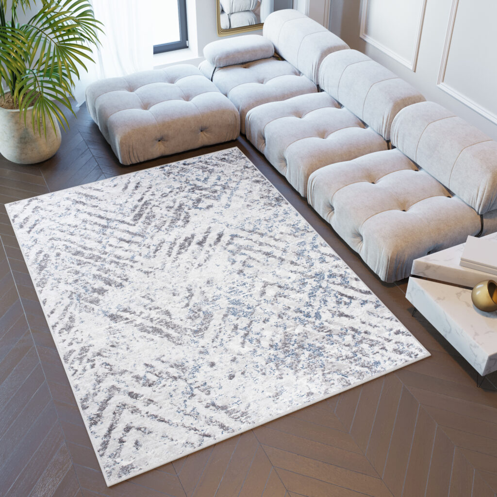Vloerkleed Sky Grijs Blauw Modern Zigzag