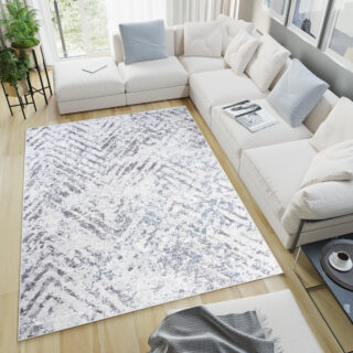 Vloerkleed Sky Grijs Blauw Modern Zigzag