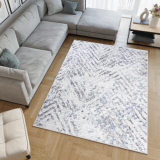 Vloerkleed Sky Grijs Blauw Modern Zigzag