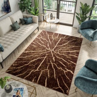 Vloerkleed Luxury Bruin Beige Hout Lijnen