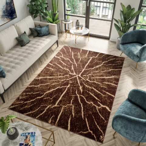 Vloerkleed Luxury Bruin Beige Hout Lijnen