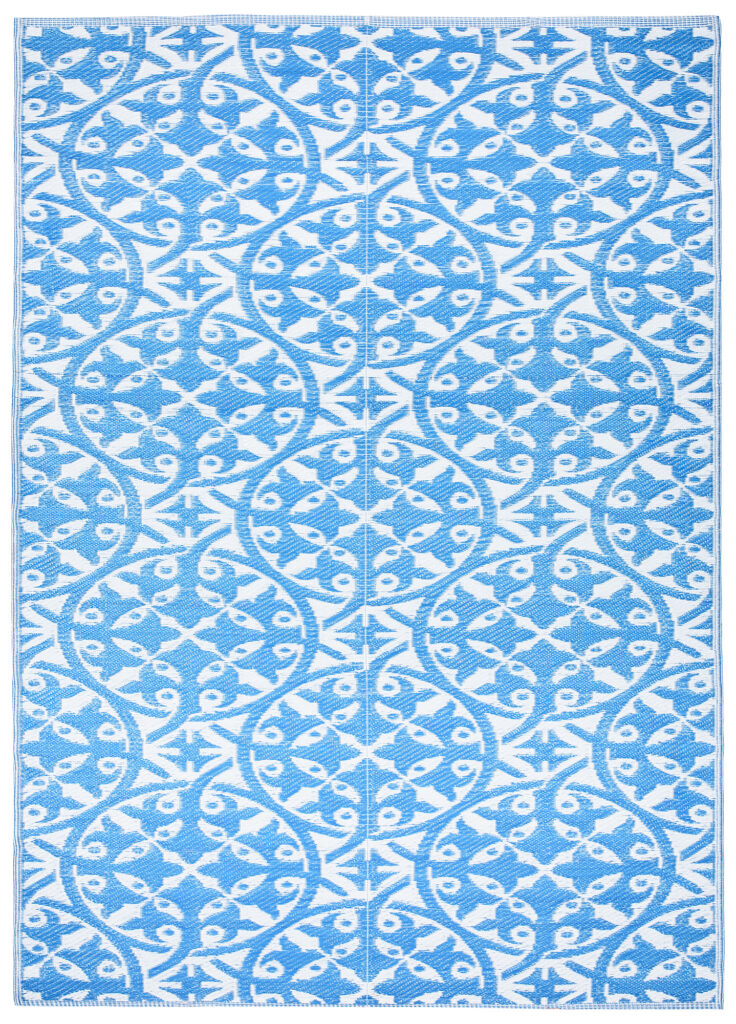 Vloerkleed Ibiza Kunststof Dubbelzijdig Waterdicht Marineblauw Wit Cirkels