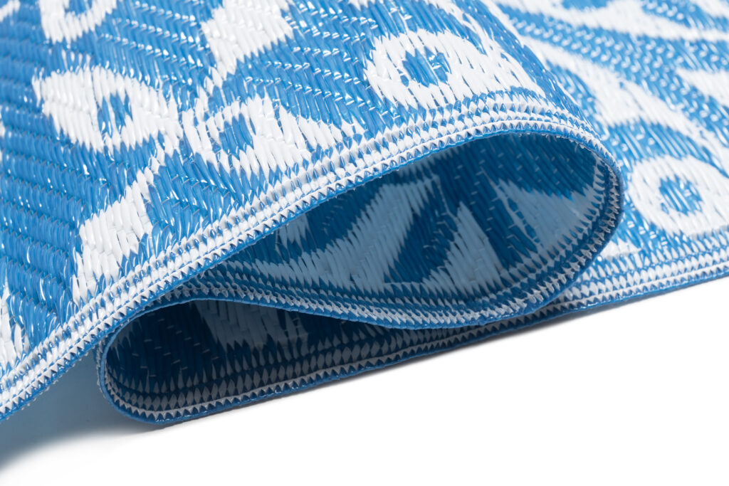 Vloerkleed Ibiza Kunststof Dubbelzijdig Waterdicht Marineblauw Wit Cirkels