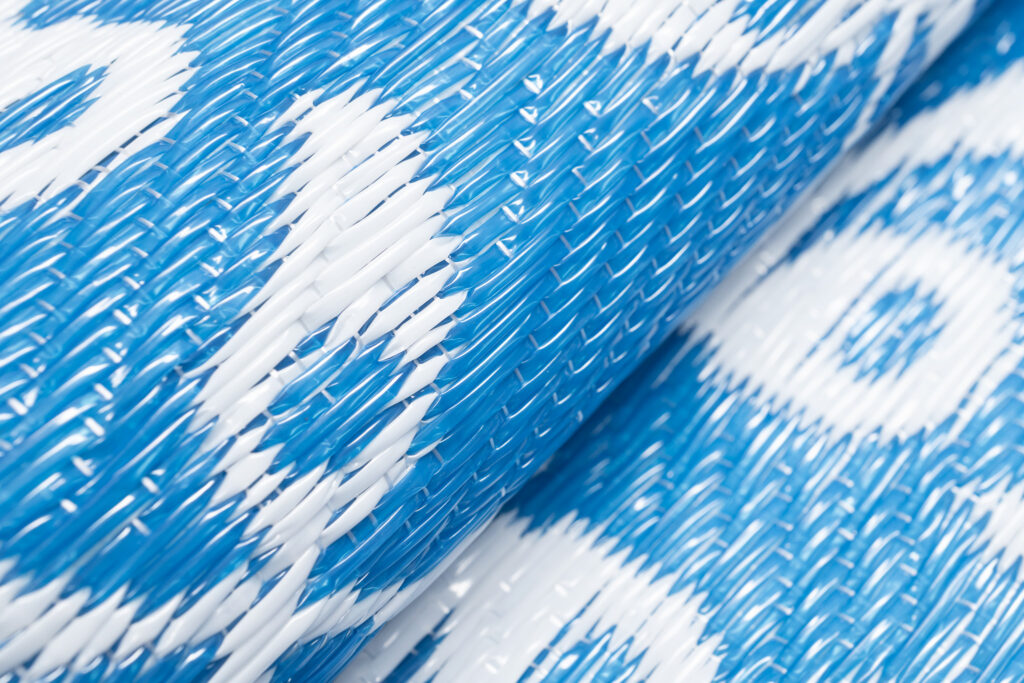 Vloerkleed Ibiza Kunststof Dubbelzijdig Waterdicht Marineblauw Wit Cirkels