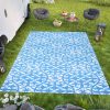 Vloerkleed Ibiza Kunststof Dubbelzijdig Waterdicht Marineblauw Wit Cirkels