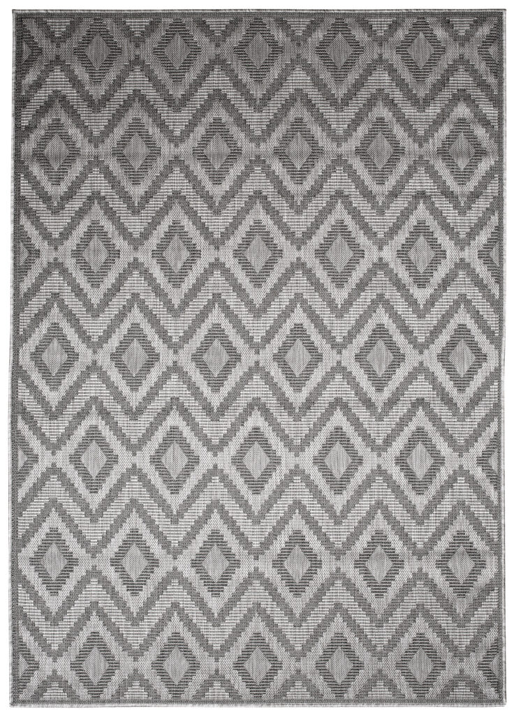 Vloerkleed Capri Grijs Zigzag Indoor Outdoor Modern Sisal