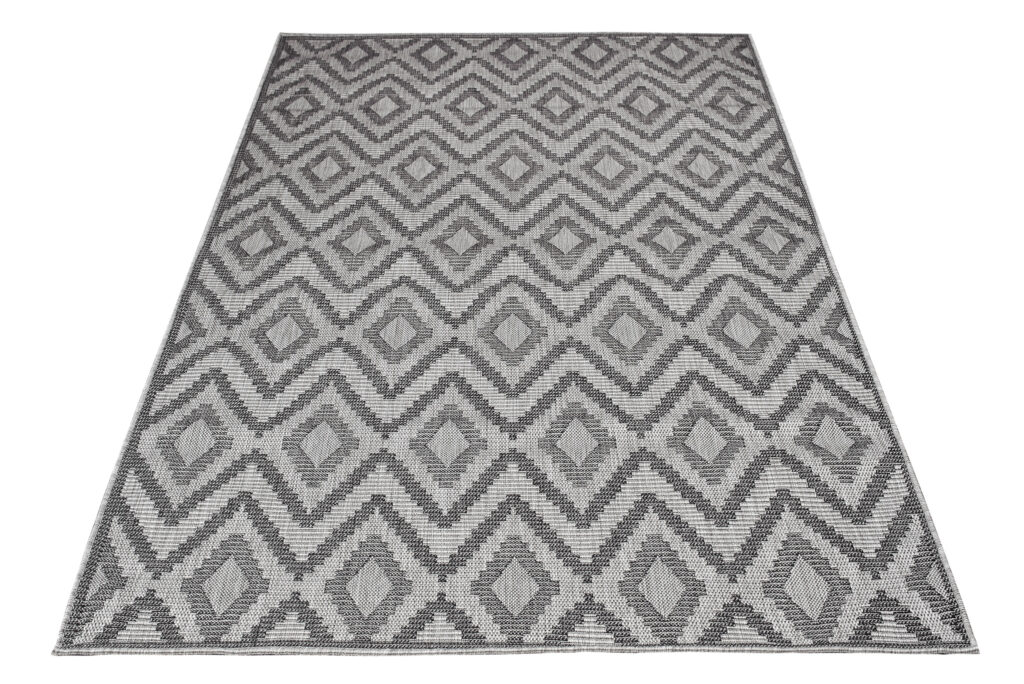 Vloerkleed Capri Grijs Zigzag Indoor Outdoor Modern Sisal