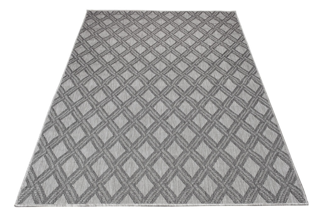 Vloerkleed Capri Grijs Indoor Outdoor Sisal Geruit Modern