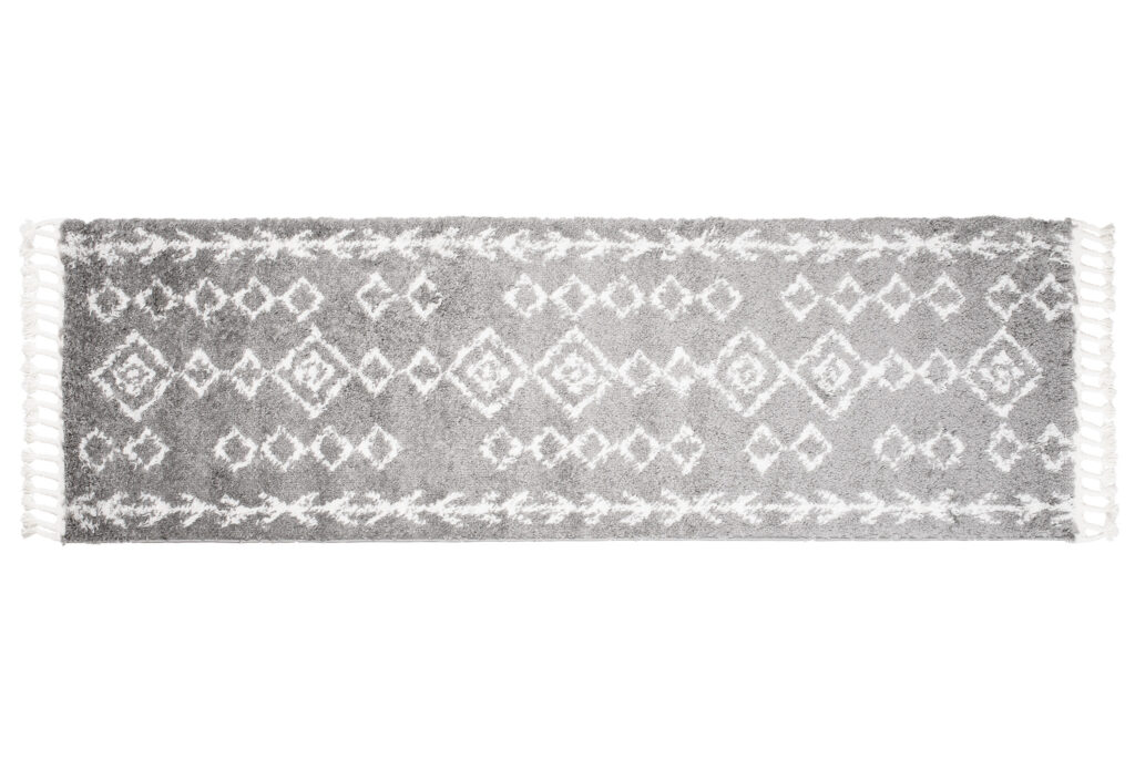 Tapijt Loper Boho met Franjes Grijs Geometrisch Hoogpolig