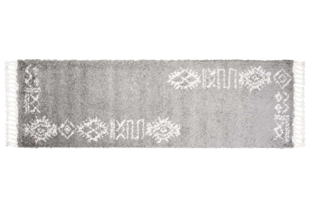 Tapijt Loper Boho met Franjes Grijs Ethno Hoogpolig