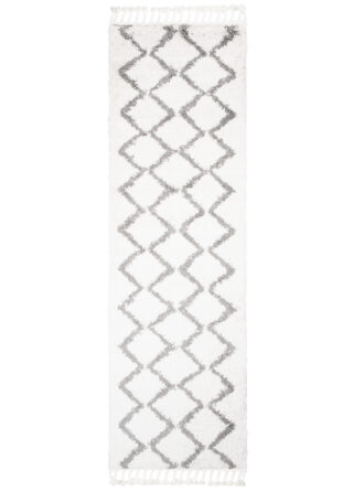 Tapijt Loper Boho met Franjes Zigzag Hoogpolig