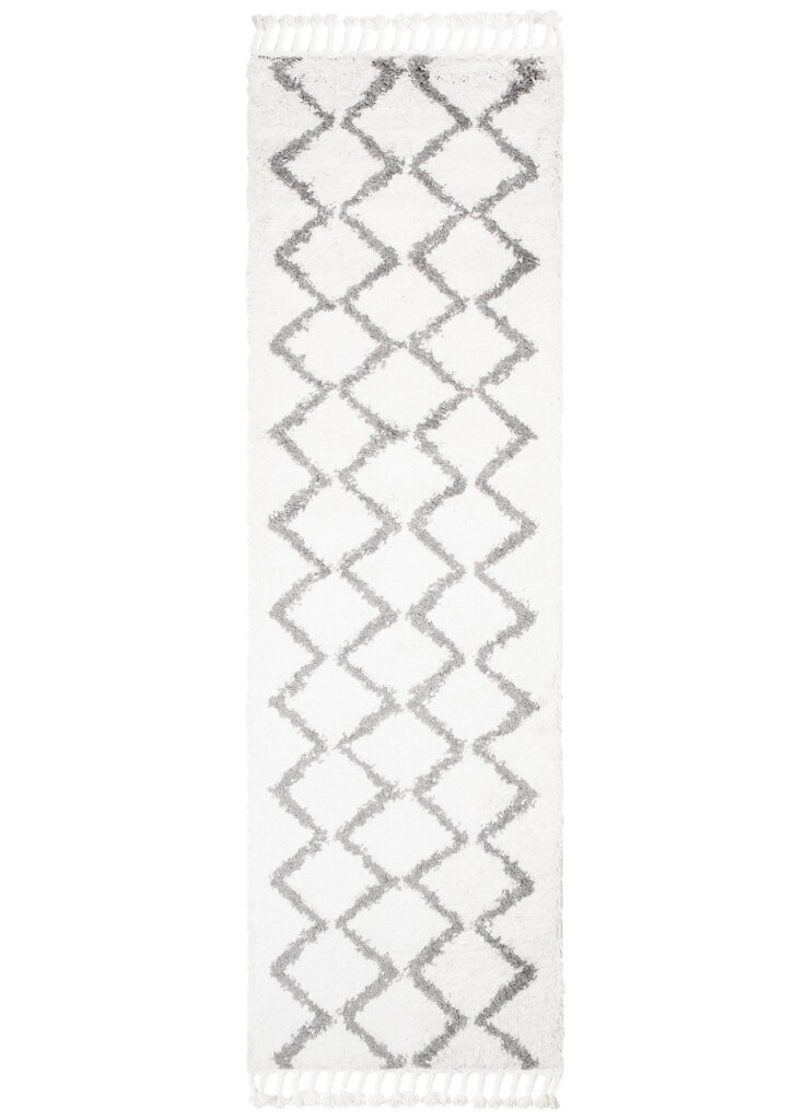 Tapijt Loper Boho met Franjes Zigzag Hoogpolig