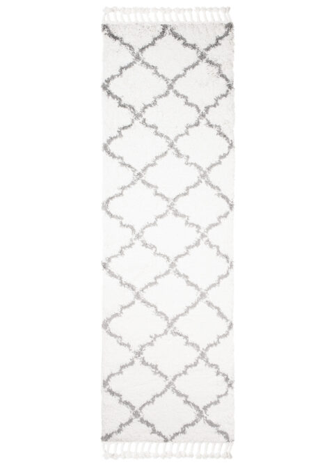 Tapijt Loper Boho met Franjes Creme Trellis Hoogpolig