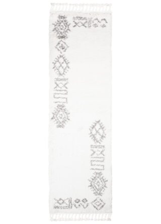 Tapijt Loper Boho met Franjes Creme Ethno Hoogpolig