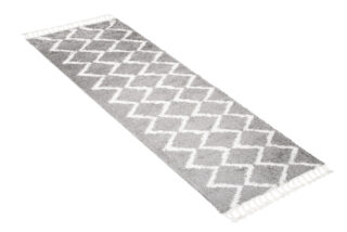 Tapijt Loper Boho met Franjes Grijs Zigzag Hoogpolig