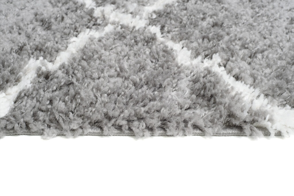 Tapijt Loper Boho met Franjes Grijs Trellis Hoogpolig