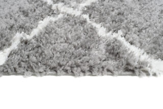 Tapijt Loper Boho met Franjes Grijs Trellis Hoogpolig